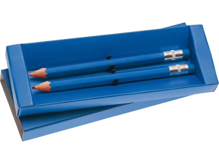 Набор Даллас: ручка шариковая, карандаш с ластиком в футляре, синий фото 2