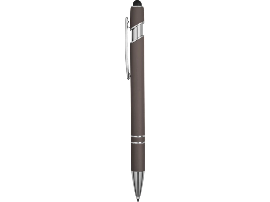 Ручка металлическая soft-touch шариковая со стилусом Sway, серый/серебристый фото 3