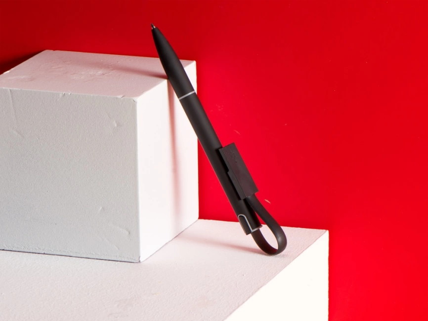 Ручка шариковая с кабелем USB, черный фото 7