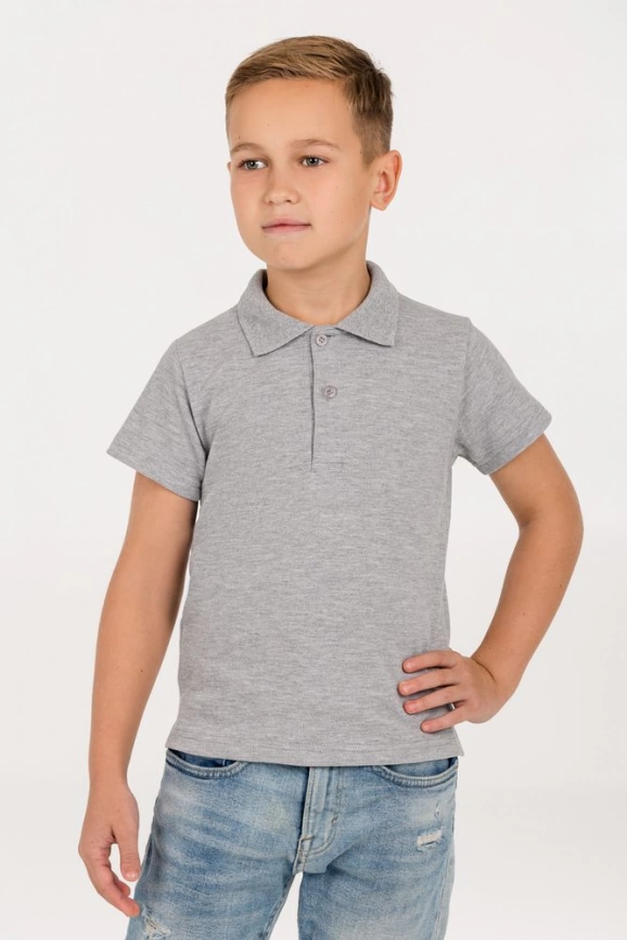 Рубашка поло детская Virma Kids серый меланж, 8 лет фото 4