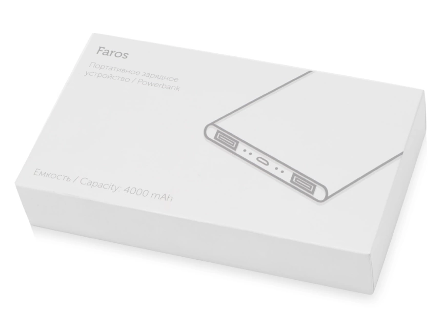 Портативное зарядное устройство с белой подсветкой логотипа Faros, soft-touch, 4000 mAh фото 8