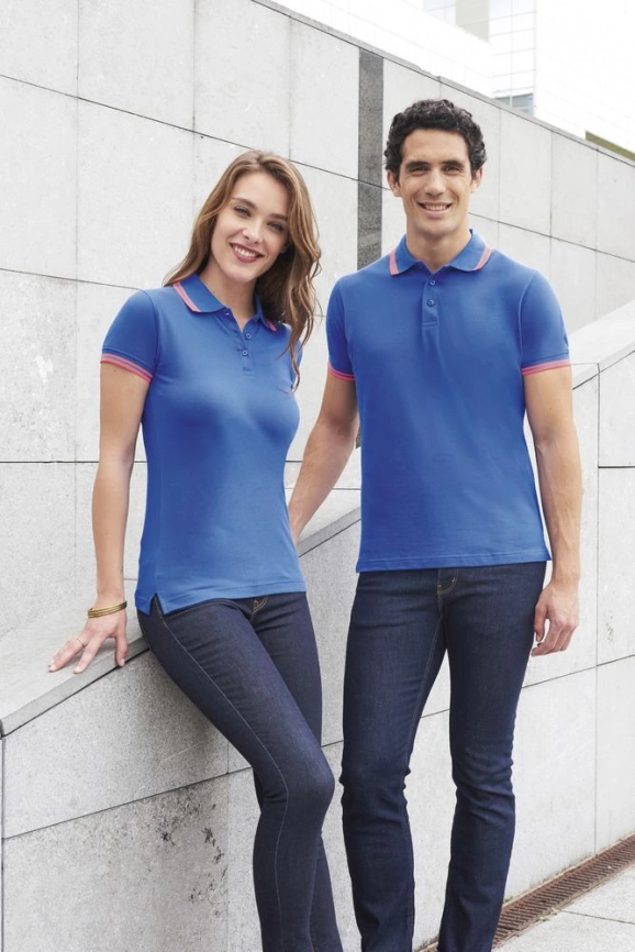 Рубашка поло женская Pasadena Women 200 с контрастной отделкой ярко-синяя с белым, размер XL фото 7