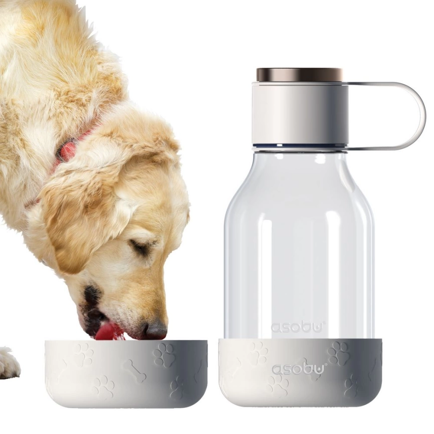Бутылка для воды с миской для питомца Dog Water Bowl Lite, белая фото 2