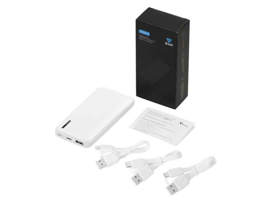 Внешний аккумулятор Evolt Mini-5, 5000 mAh, белый фото 3