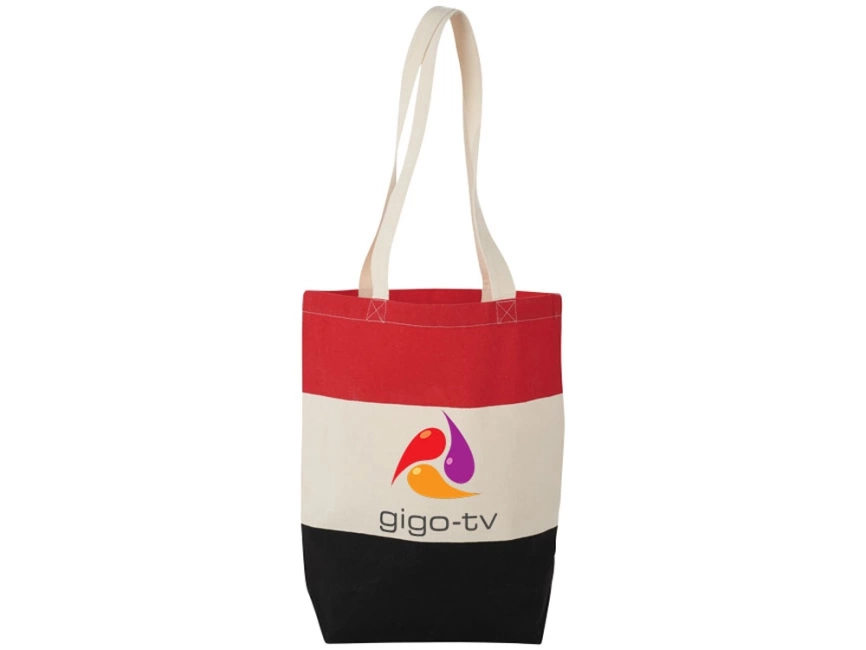 Хлопковая сумка Colour Block, красный/бежевый/черный фото 4