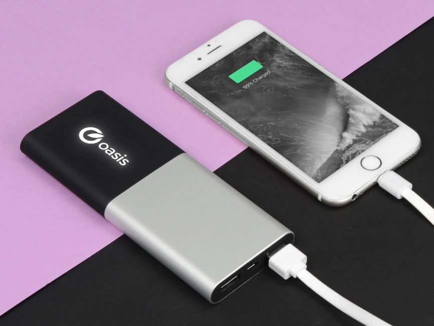 Портативное зарядное устройство с подсветкой логотипа Quark, 6000 mAh фото 10