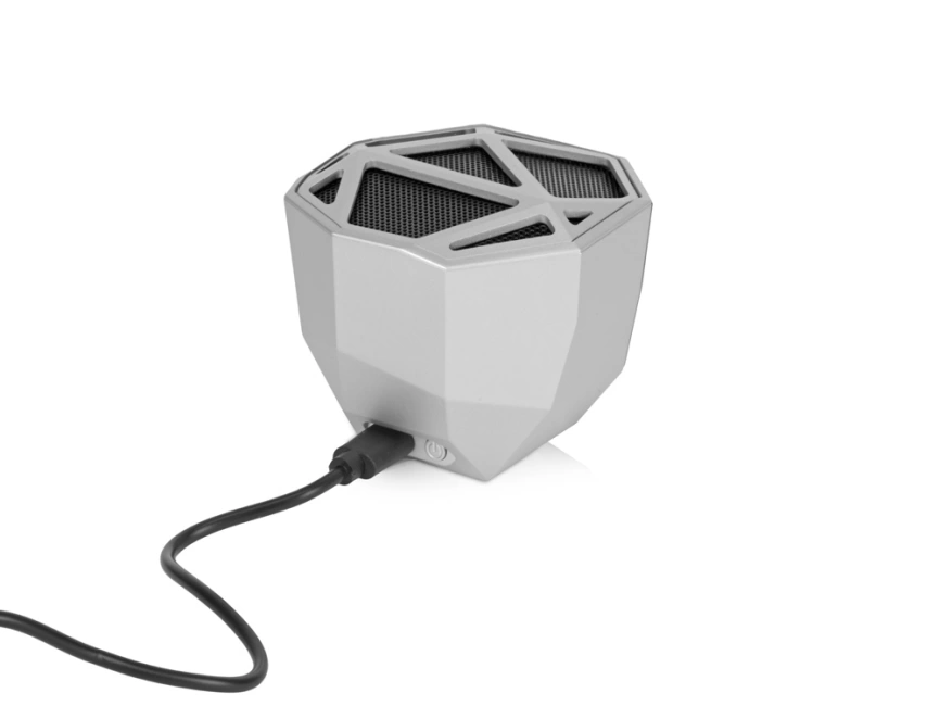 Портативная колонка Geo, серебристый + синяя подсветка фото 7