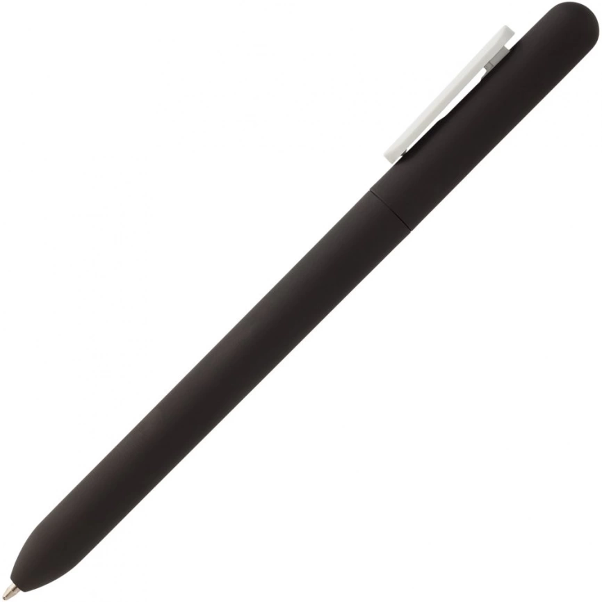 Ручка шариковая Swiper Soft Touch, черная с белым фото 4