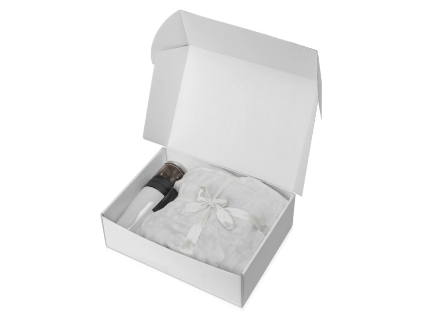 Подарочный набор с пледом, термокружкой и миндалем в шоколадной глазури Tasty hygge, белый фото 2