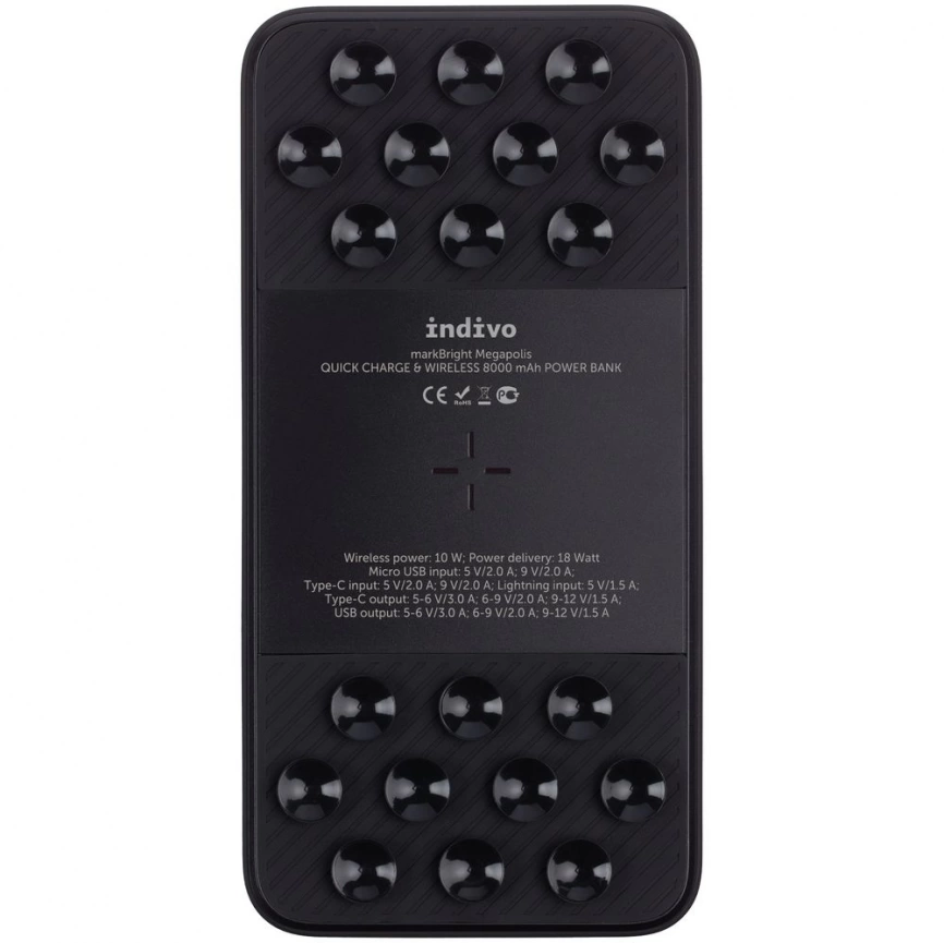 Аккумулятор с беспроводной зарядкой markBright Megapolis, 8000 мАч, черный фото 3