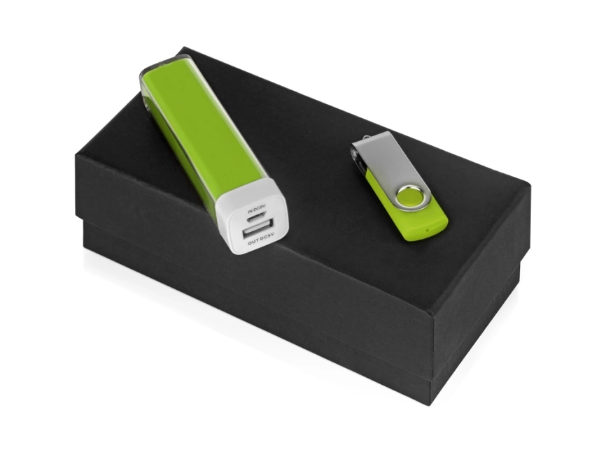 Подарочный набор Flashbank с флешкой и зарядным устройством, зеленый фото 1