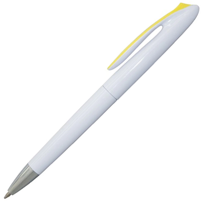 Ручка шариковая, пластик, белый/желтый фото 1