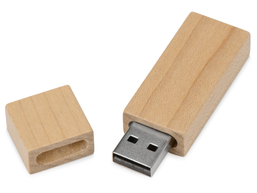 Флеш-карта USB 2.0 16 Gb Woody с магнитным колпачком, натуральный фото 2