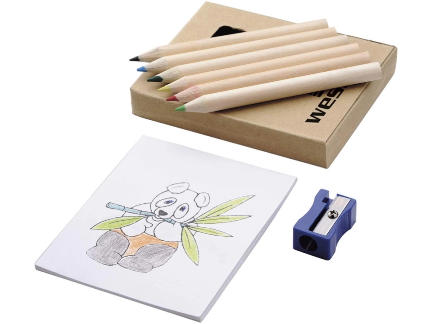 Набор для рисования: 6 цветных карандашей, точилка, раскраска фото 4