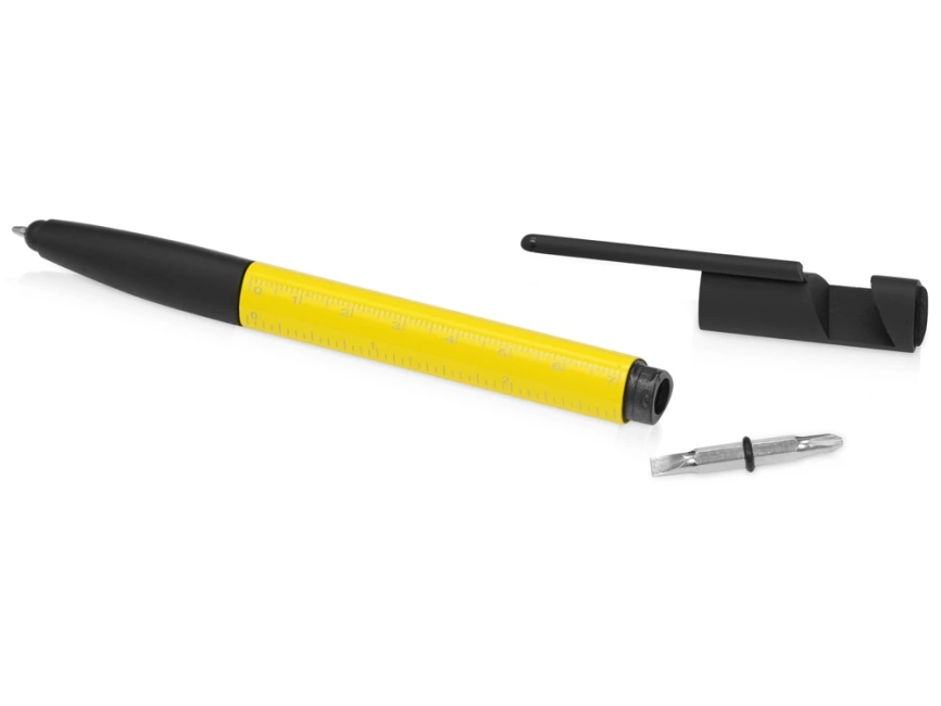 Ручка-стилус пластиковая шариковая многофункциональная (6 функций) Multy, желтый фото 7