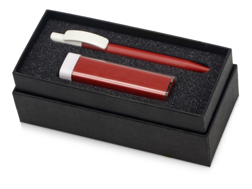 Подарочный набор White top с ручкой и зарядным устройством, красный фото 1