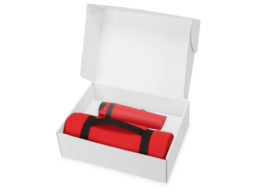 Подарочный набор Cozy с пледом и термокружкой, красный фото 2
