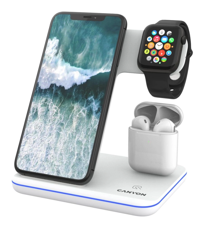 Беспроводная зарядная станция Canyon 302, белая фото 1