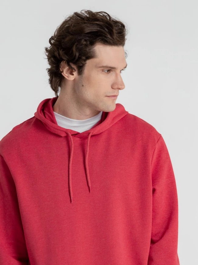 Толстовка с капюшоном унисекс Hoodie, красный меланж, размер XL фото 13