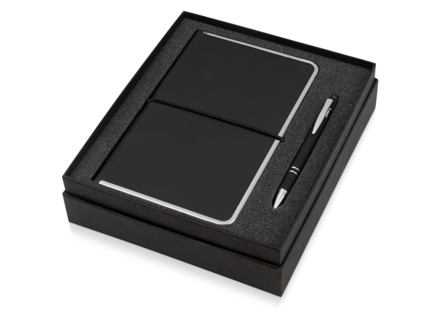 Подарочный набор Silver Sway с ручкой и блокнотом А5, черный фото 2