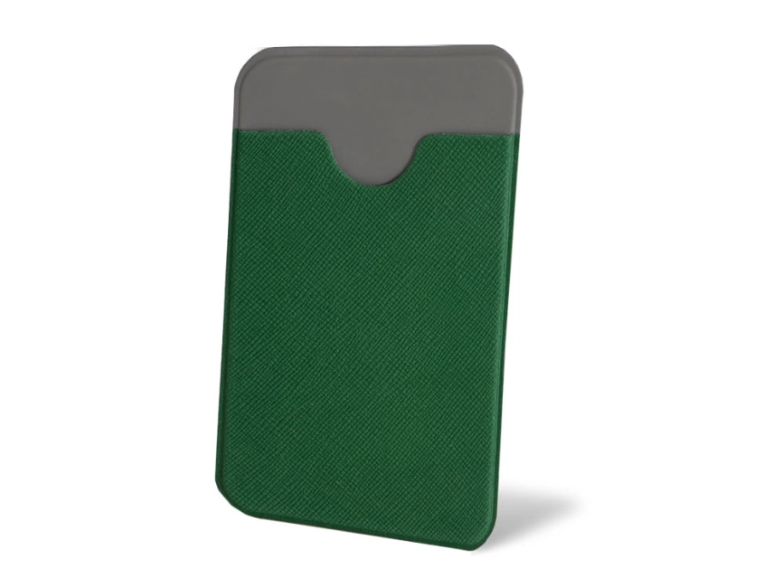 Чехол-картхолдер Favor на клеевой основе на телефон для пластиковых карт и и карт доступа, темно-зеленый фото 1