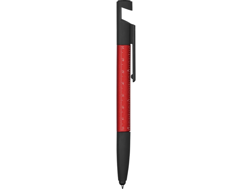 Ручка-стилус металлическая шариковая многофункциональная (6 функций) Multy, красный фото 3