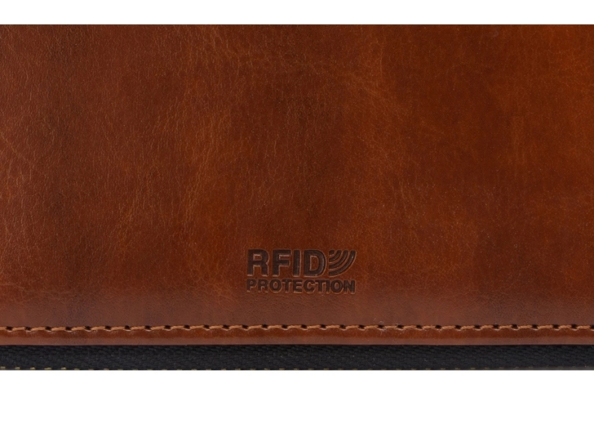Бизнес-блокнот на молнии А5 Fabrizio с RFID защитой и ручкой, коричневый фото 10