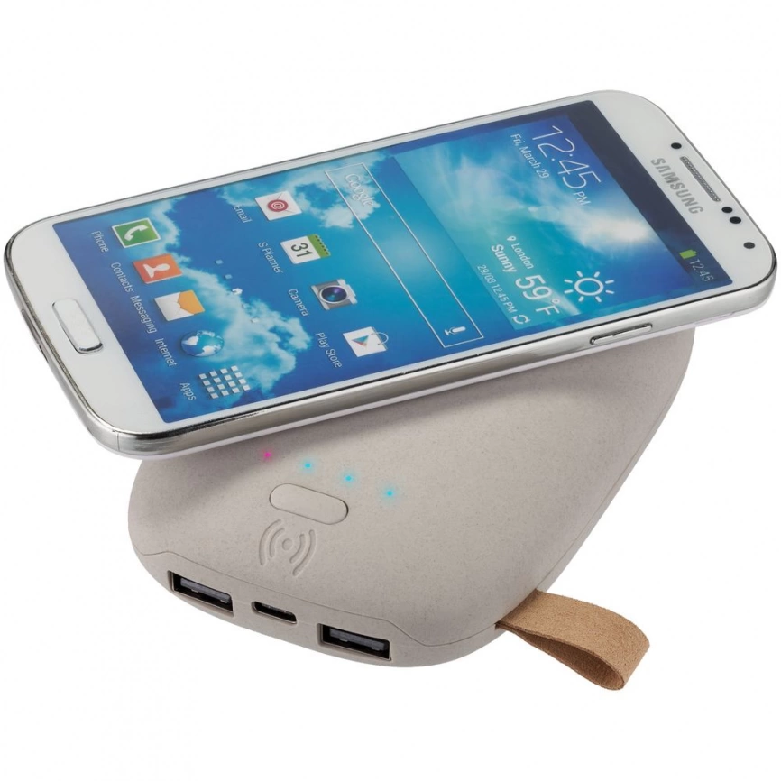 Аккумулятор с беспроводной зарядкой Pebble Wireless 9000 мАч, светло-серый фото 6