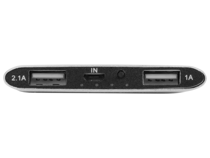 Портативное зарядное устройство Мун с 2-мя USB-портами, 4400 mAh, серебристый фото 6