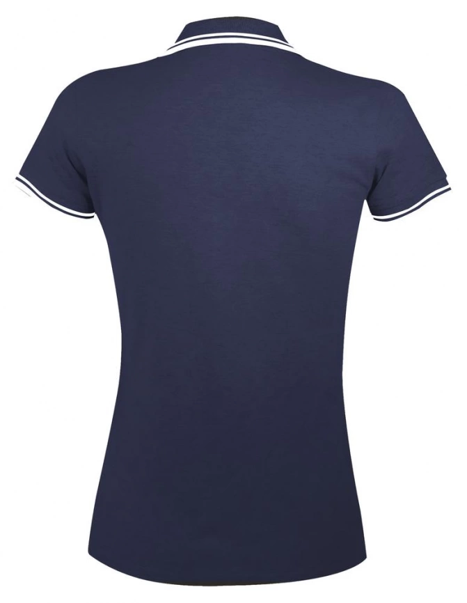 Рубашка поло женская Pasadena Women 200 с контрастной отделкой темно-синяя с белым, размер XL фото 2