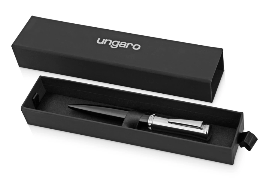 Ручка шариковая Ungaro модель Ovieto в футляре, черный/серебристый фото 6