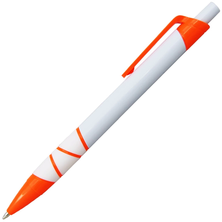 Ручка шариковая, пластик, белый/оранжевый фото 1