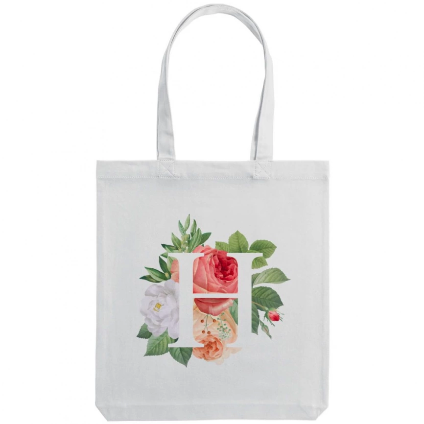 Холщовая сумка «Цветочная азбука: Н», молочно-белая фото 2