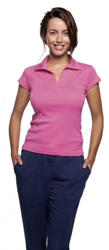Рубашка поло женская без пуговиц PRETTY 220 ярко-розовая, размер S  фото 4