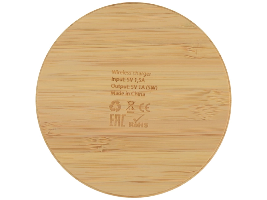 Беспроводное зарядное устройство из бамбука Cap, натуральный фото 4