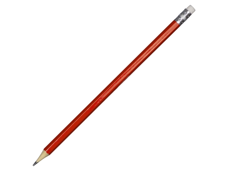 Шестигранный карандаш с ластиком Presto, красный фото 1