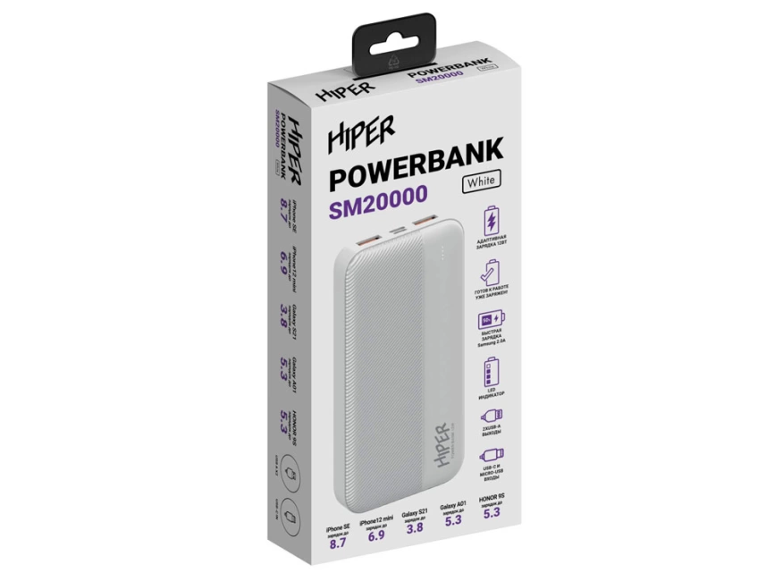 Портативный внешний аккумулятор SM20000 White фото 4