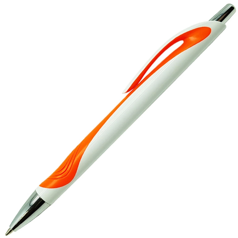 Ручка шариковая, пластик, белый/оранжевый фото 1