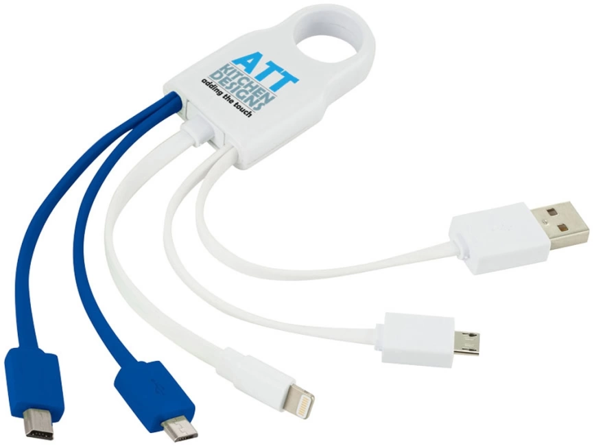 Кабель для зарядки Squad 4-в-1, белый/синий фото 2