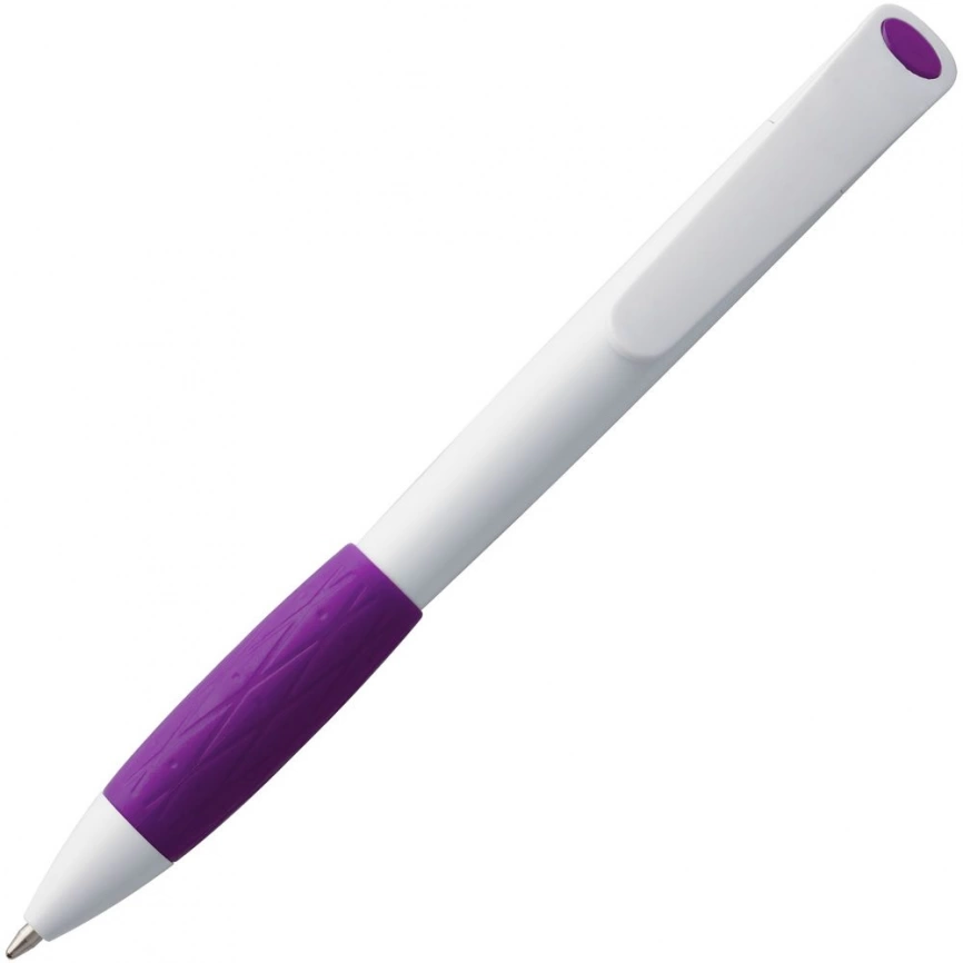 Ручка шариковая Grip, белая с фиолетовым фото 6