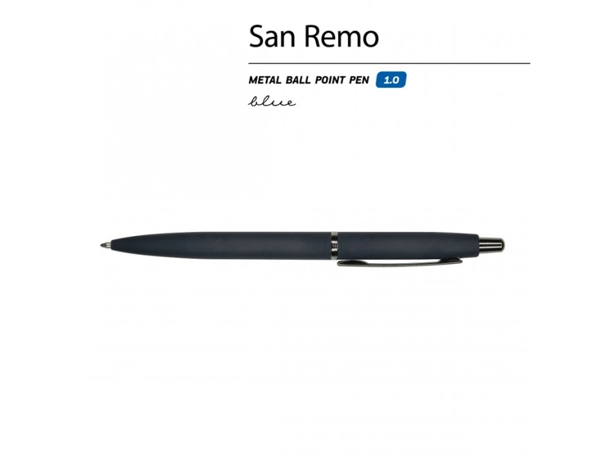 Ручка SAN REMO шариковая, автоматическая, темно-синий металлический корпус 1.00 мм, синяя фото 2