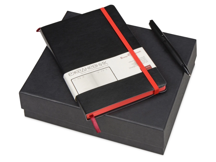 Подарочный набор Bruno Visconti Megapolis Soft: ежедневник А5 недат., ручка шарик., черный/красный фото 1