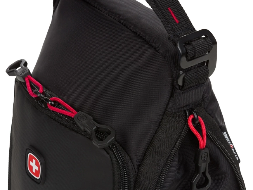 Термосумка для ланча SWISSGEAR, прорезиненный полиэстер 600D, черный/красный, 18x12x28 см, 4 л фото 6