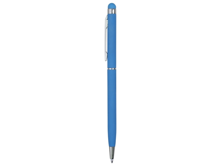 Ручка-стилус шариковая Jucy Soft с покрытием soft touch, голубой фото 3