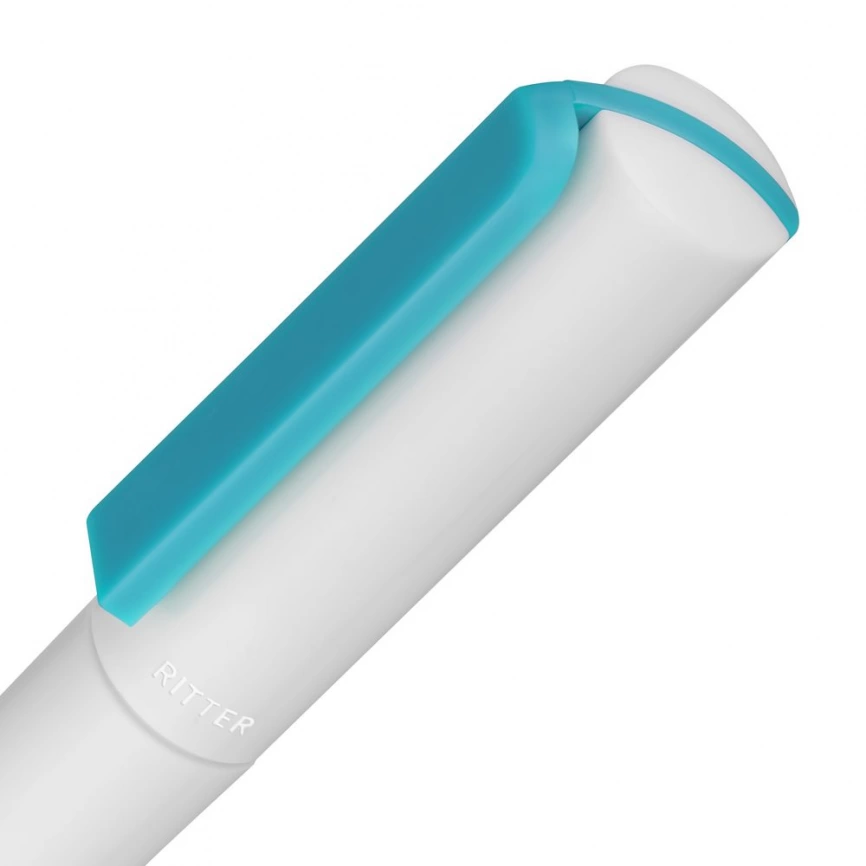 Ручка шариковая Split White Neon, белая с голубым фото 5