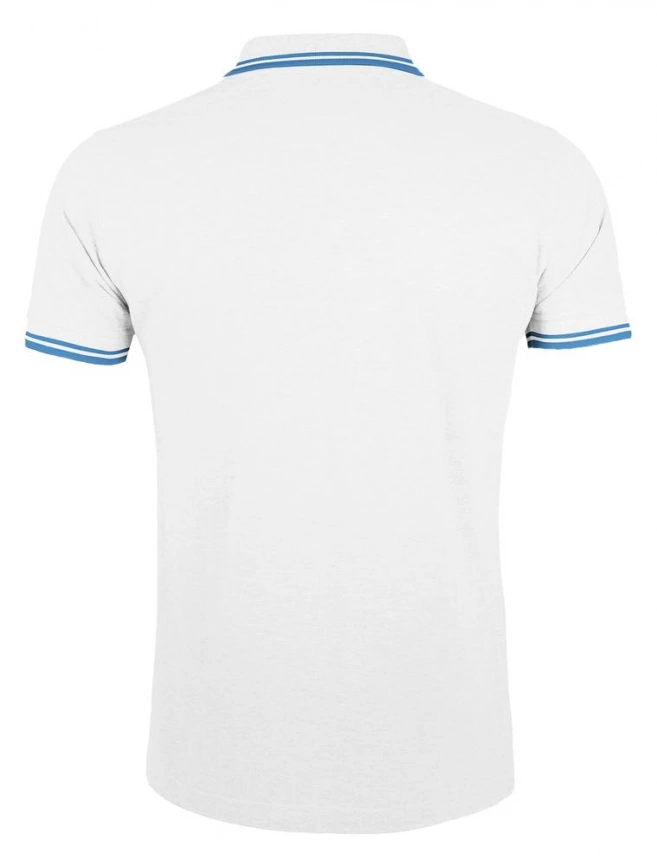 Рубашка поло мужская Pasadena Men 200 с контрастной отделкой белая с голубым, размер S фото 2