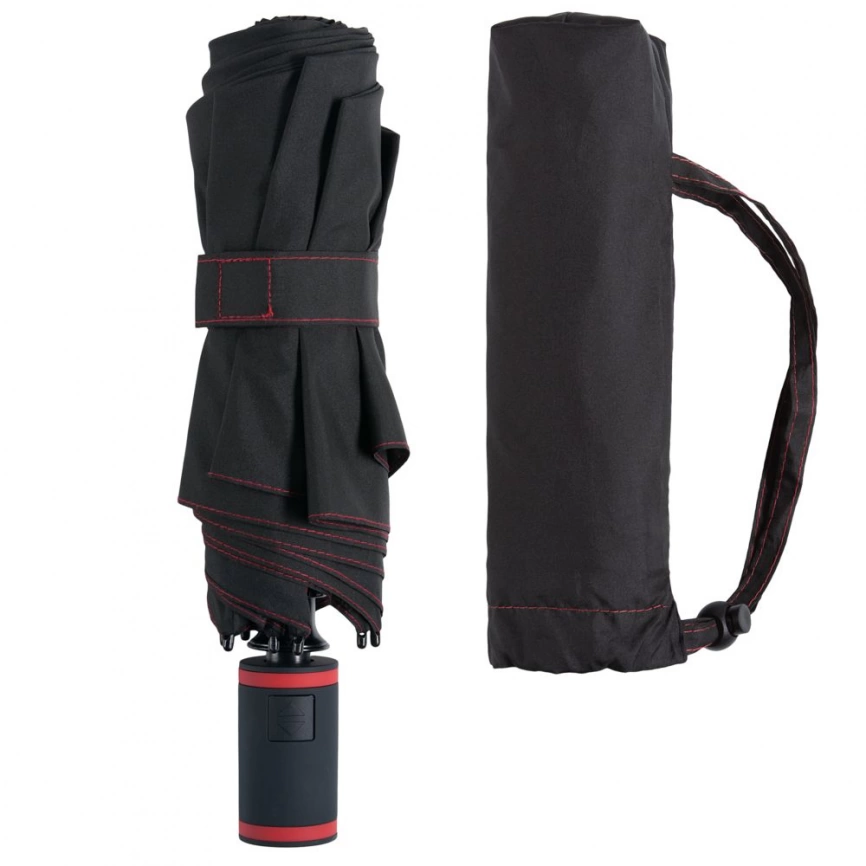 Зонт складной AOC Mini с цветными спицами, красный фото 4