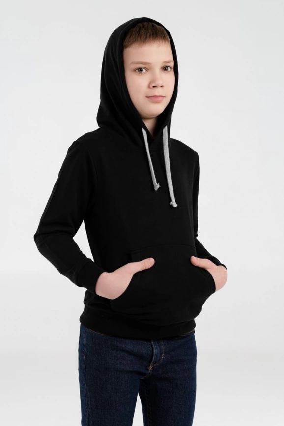 Толстовка с капюшоном детская Kirenga Kids, черная, 8 лет фото 4