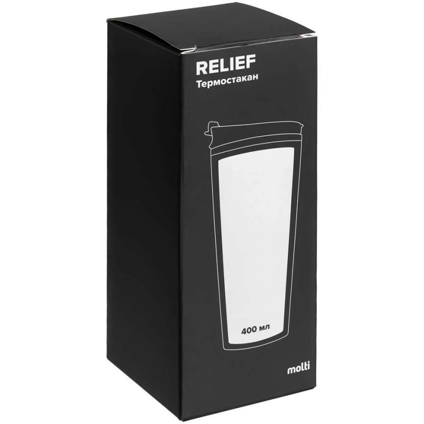 Термостакан Relief, черный с красным фото 4