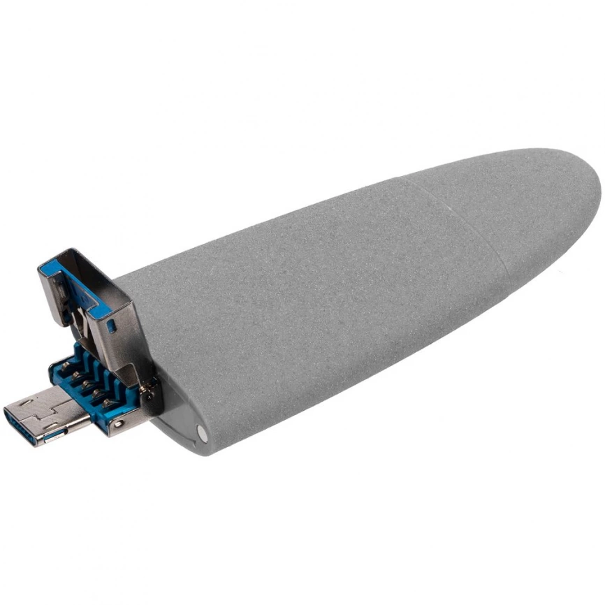 Флешка Pebble Universal, USB 3.0, серая, 64 Гб фото 5